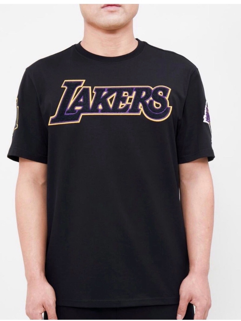 LA Lakers Pro Standard Black Embroidered Tee Shirt NWT Medium